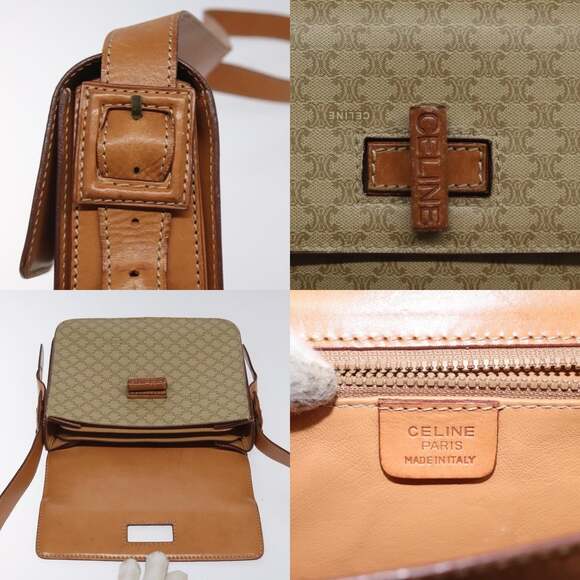 CELINE Macadam Canvas Shoulder Bag Pvc Beige - Picture 11 of 13